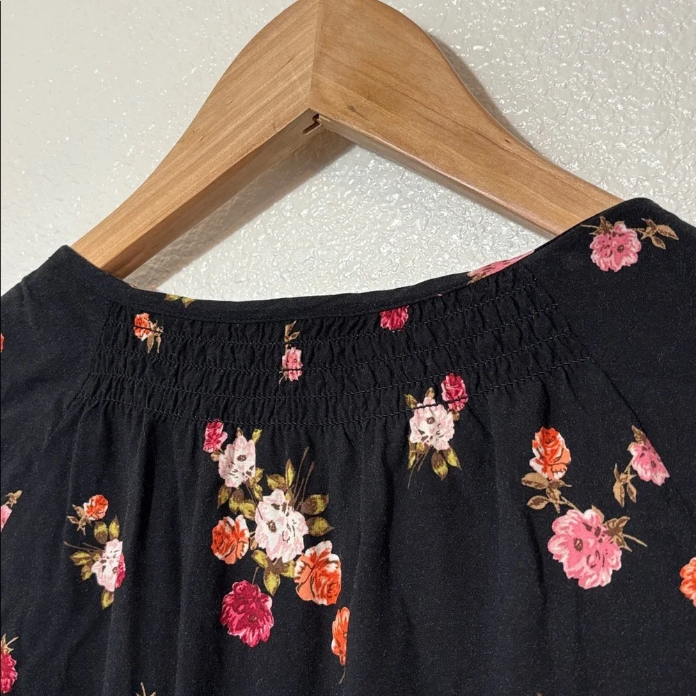 J Jill Black w Floral Button Down Dress Pockets Size XS | cottage core | dainty - Picture 5 of 9